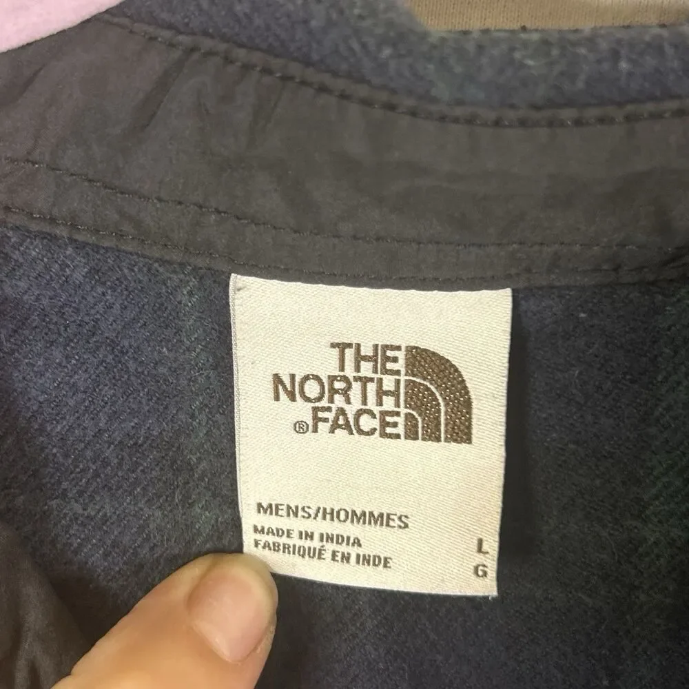 The North Face Blue Black Plaid Heavyweight Outdoor Flannel Shirt Men Sz Large